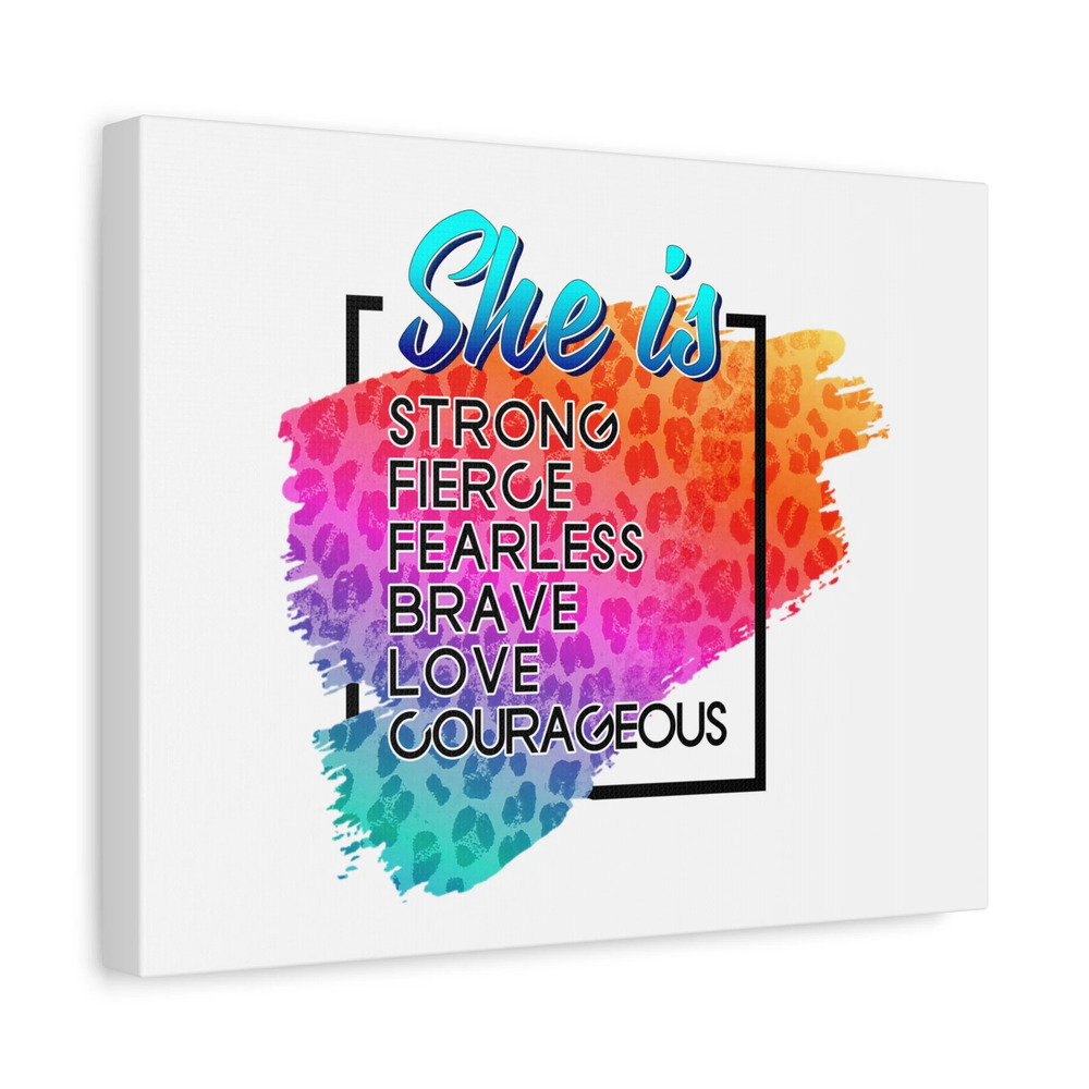 Scripture Canvas She Is Courageous Psalm 31:24 Christian Wall Art Bible Verse